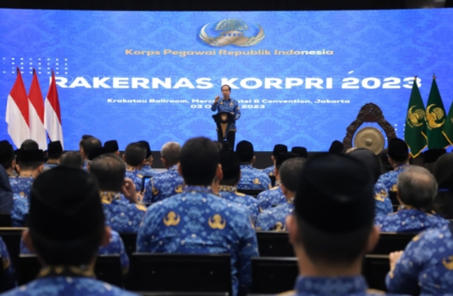Pesan Jokowi dalam Rakernas KORPRI 2023