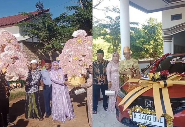 Viral Pernikahan di Madura, Seserahannya Buket Uang Raksasa dan BPKB Mobil