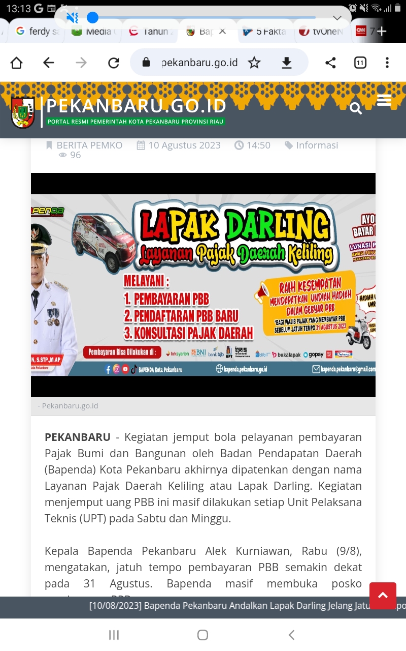 Jelang Jatuh Tempo PBB, Bapenda Pekanbaru Andalkan Lapak Darling